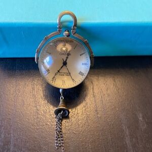 Antique Omega Classic Pocket Watch with Chain - Silver and Black